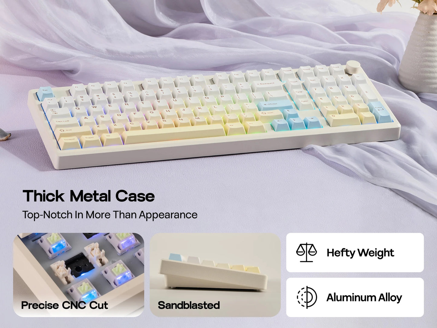 EPOMAKER Galaxy100 Lite QMK/VIA 96% ANSI US Layout Hot-Swap Wired/2.4GHz/BT Wireless 1800 Aluminum Gasket Mechanical Keyboard