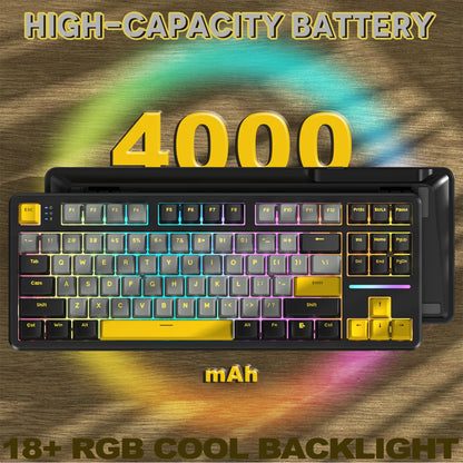 Tastiera gaming meccanica wireless ATTACK SHARK X87, tri-mode BT5.0/2.4GHz/USB-C, tastiera custom hot-swappable con struttura gasket, pre-lubrificata
