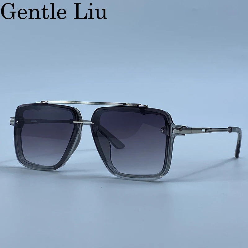 Steampunk Square Double Bridge Sunglasses Men Big 2026 Luxury Brand Designer Retro Punk Driving Sun Glasses Metal Frame Eyewear