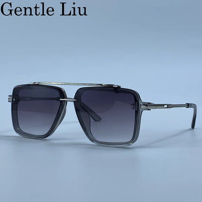 Steampunk Square Double Bridge Sunglasses Men Big 2026 Luxury Brand Designer Retro Punk Driving Sun Glasses Metal Frame Eyewear