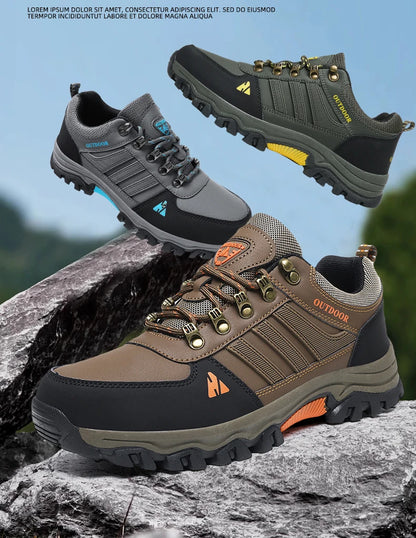 Men's Hiking Shoes outdoor waterproof Leather Anti Slip Comfortable Hunting Walking Shoes Wear-resistant Casual Sneakers