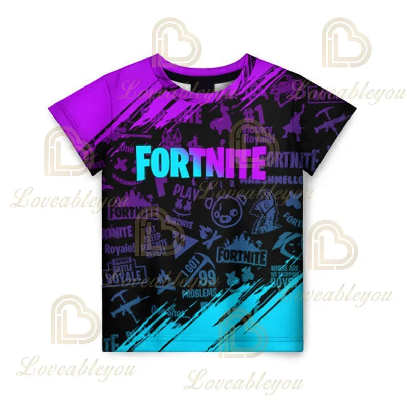 Fortnites 3D Printed Short Sleeve T-Shirt Game Cartoon Print Battle Royale Adult Kid Clothes Kids T-shirt Harajuku Tshirt