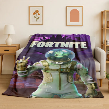 Cartoon F-Fortnite Game Gamer Flannel Blanket Soft Warm Throw Blanket for Bedroom Living Room Bed Travel Camping Picnic Gift