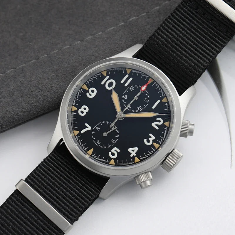 Militado VK61 VK67 Quartz Chronograph Watch 39mm 316L Stainless Steel Case 3 Dial Waterproof 100M  Multifunction Military Watch
