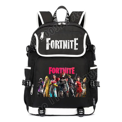 Fortnites Rucksack mit großem Fassungsvermögen, lässige Umhängetasche mit USB-Anschluss, Unisex-Anime-Schultasche für Schüler, neues stilvolles Schreibwaren-Geschenk