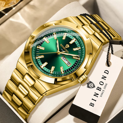 Orologi al quarzo BINBOND in acciaio inossidabile da uomo – Orologio di lusso, impermeabile e luminescente – Modello originale da uomo