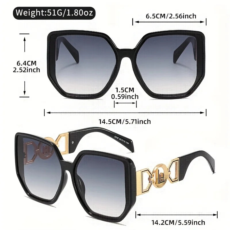 LINFEMAND Large Square Decorative Fashion Sunglasses  UV400 Women's Design Summer Trendy Dressing Holiday Gifts
