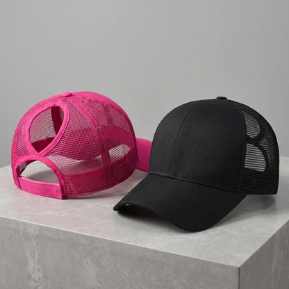 New Mesh Baseball Caps High Ponytail Snapback Cap Hollow Back UV Protection Sun Hat Casual Messy Hair Bun Ponytail Baseball Caps
