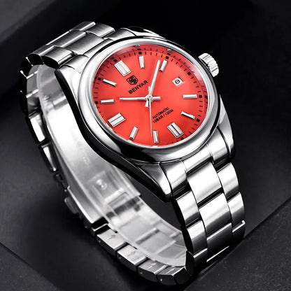 BENYAR 39mm Automatic Mechanical Watch Seagull Movt Men Stainless Steel 100M Waterproof Clock BWG-9 Luminous Reloj Hombre