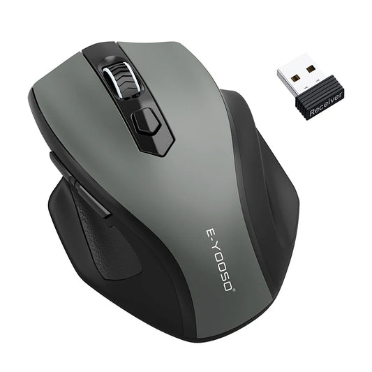 E-YOOSO 2.4G Wireless Ergonomic Mouse, 4800 DPI Optical Wireless Mouse with USB Receiver, Portable Computer Mouse for PC, Laptop & Office