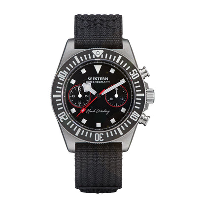 SEESTERN Chronograph Man's Watch Mechanical Tianjin ST1901 Movement Sapphire Wristwatches Nylon Sticker Strap Luminous Skeleton