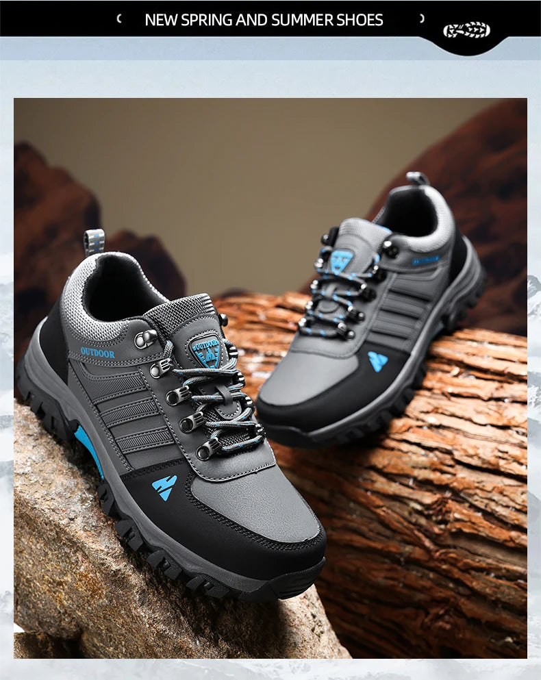 Men's Hiking Shoes outdoor waterproof Leather Anti Slip Comfortable Hunting Walking Shoes Wear-resistant Casual Sneakers
