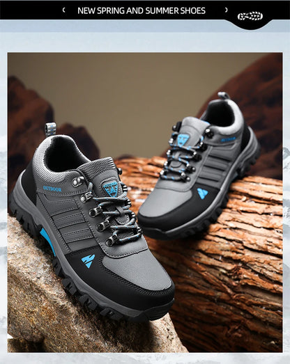 Men's Hiking Shoes outdoor waterproof Leather Anti Slip Comfortable Hunting Walking Shoes Wear-resistant Casual Sneakers