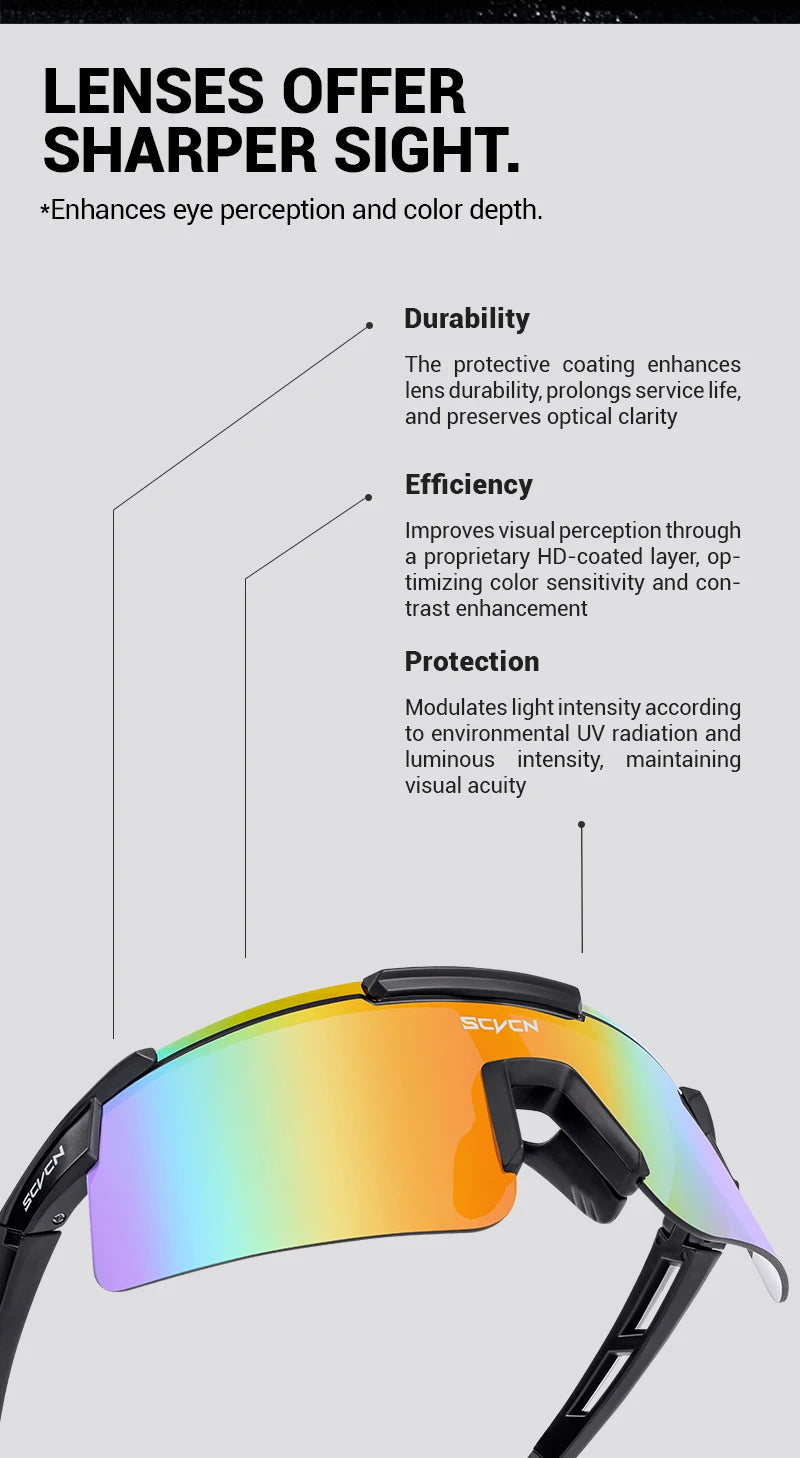 SCVCN UV400 Cycling Glasses Men Women MTB Road Bike Sunglasses Outdoor Hiking Drive Running Sunglasses Fashion Sports Glasses