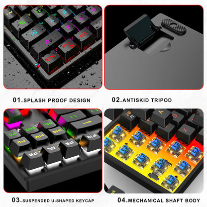 61 Keys Mini Mechanical Keyboard K61 RGB 60% Portable Wired Ergonomic Esports Gaming Keyboard for Computer Laptop Gamer Office