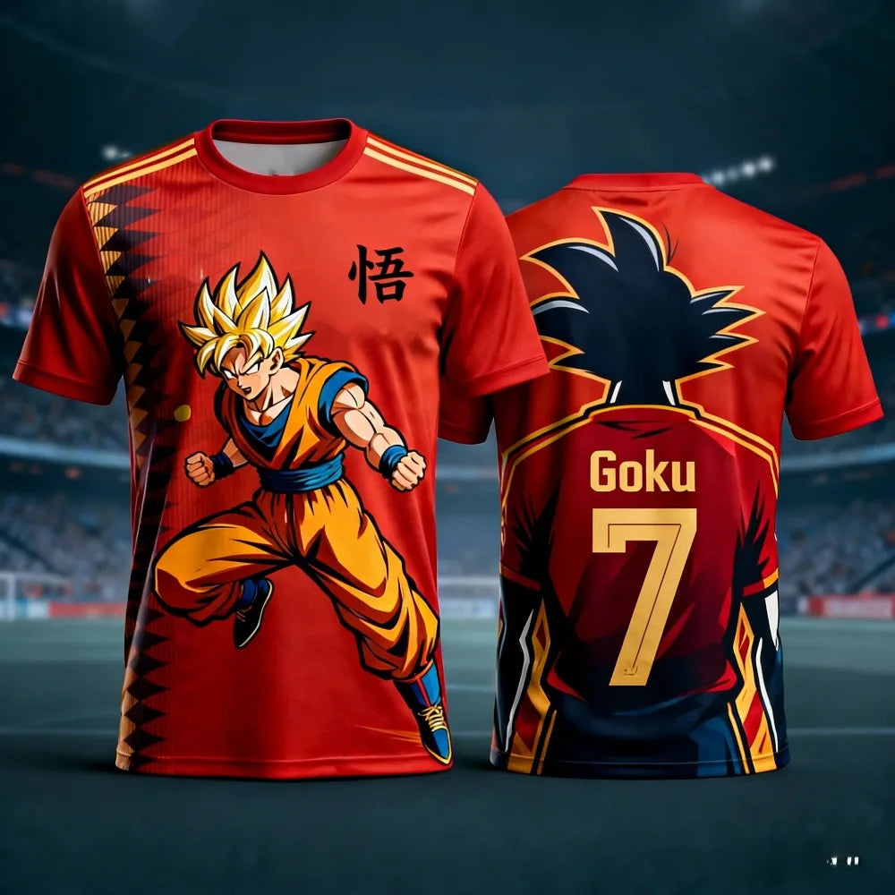 2026 Summer Dragon Ball Men's Casual T-shirt 3D Printed Short-sleevedFashion Loose Women and Kids Breathable Sports Top Shirt