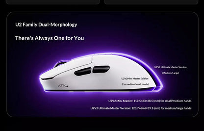 ATK U2 V2 Mini Ultimate Wireless Gaming Mouse, PAW3950 Ultra Sensor, 8KHz Polling Rate, Lightweight Tri-Mode Ergonomic Esports Mouse