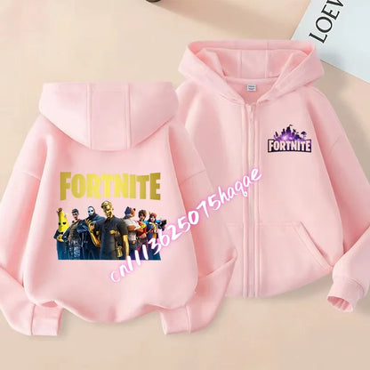 Fortnites Kinder-Kapuzenjacken mit Reißverschluss Anime Fortress Night Sweatshirts Game Frühling Herbst Hoodies Sportbekleidung Kinderkleidung Geschenk