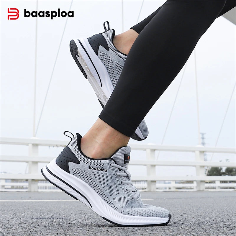 Baasploa Running Shoes Men's New Casual Lightweight Designer Mesh Sneakers Male Outdoor Breathable Lace-Up Sports Walking Shoes