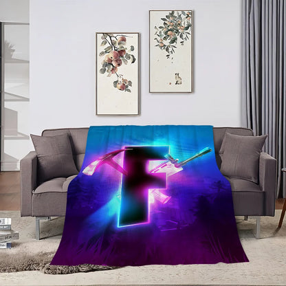 F-Fortnite Logo Game Decke – weiche Kuscheldecke für Picknick, Bett, Sofa, Zuhause und Schlafzimmer, gemütlich warm und komfortabel