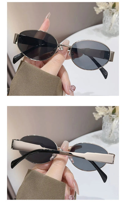 Sexy Small Oval Women's Sunglasses Trendy Luxury Design Metal Frame Shades UV400 Eyewear for Female Classic Vintage Sun Glasses