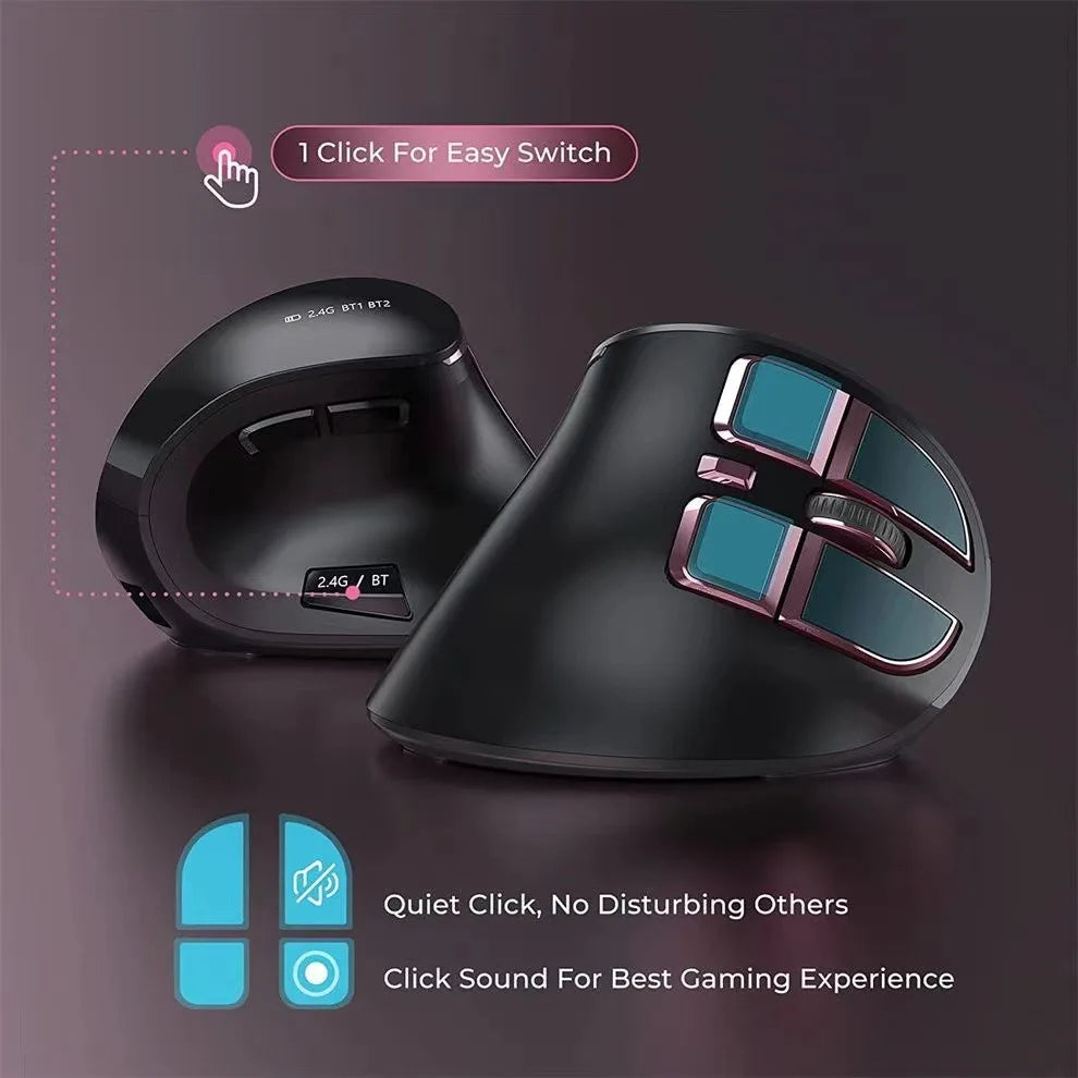 Original IHOYI Bluetooth Vertical Mouse Wireless USB2.4 the third Mock Examination Charging Human Laptop Desktop Mouse Mute