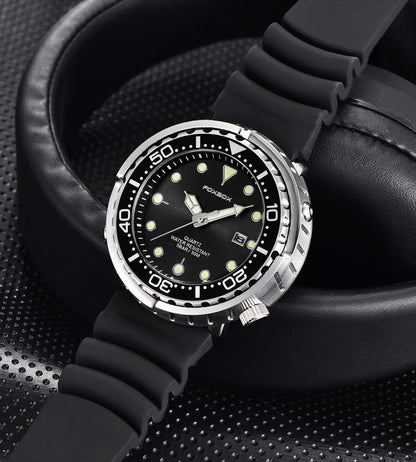 FOXBOX  Top Brand Fashion Diver Watch Men 50ATM Waterproof Date Clock Sport Watches Mens Quartz Wristwatch Relogio Masculino