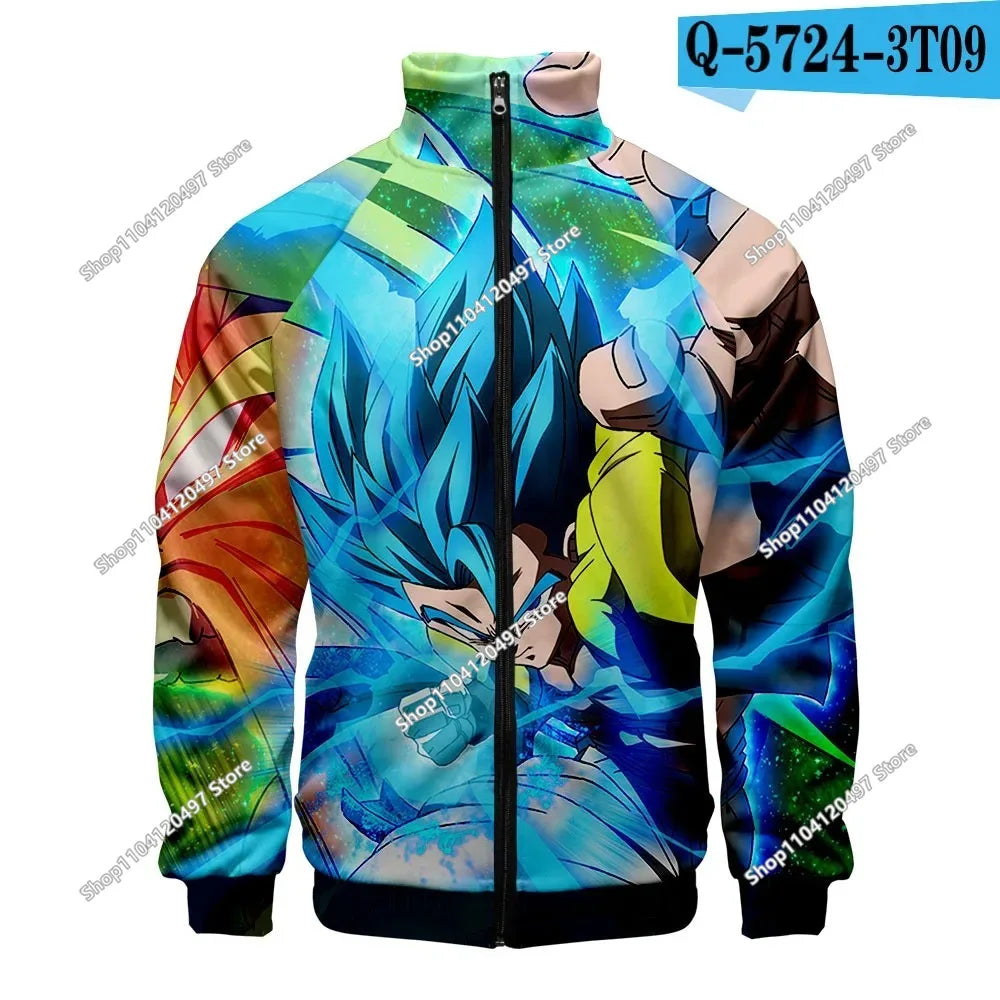 Anime Goku Dragon Ball Jacket Men Women Harajuku Hip Hop Japanese Zip Up Hoodies Goku Clothes Stand Collar Sweatshirt