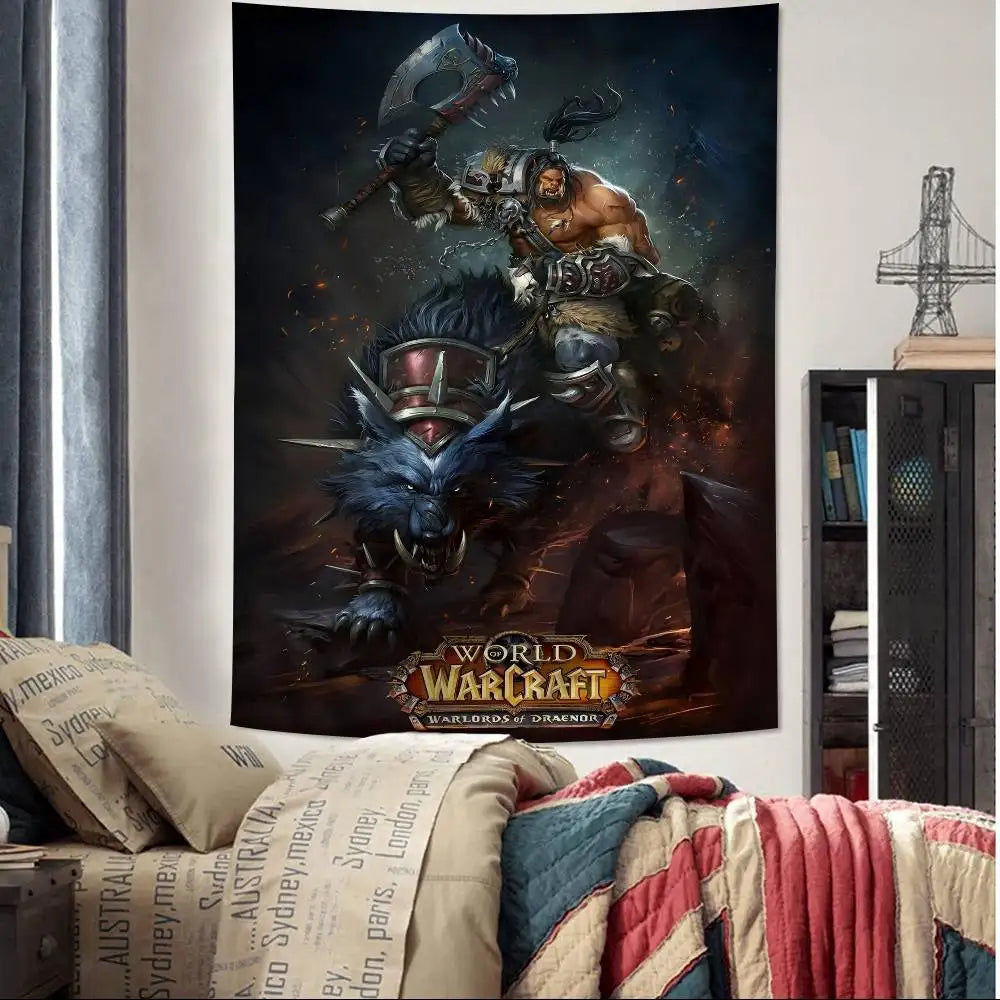 Priljubljena igra World of Warcraft, velika stenska tapiserija s potiskom, poceni hipijevska stenska dekoracija, boemske stenske tapiserije, mandala, dekoracija za dom