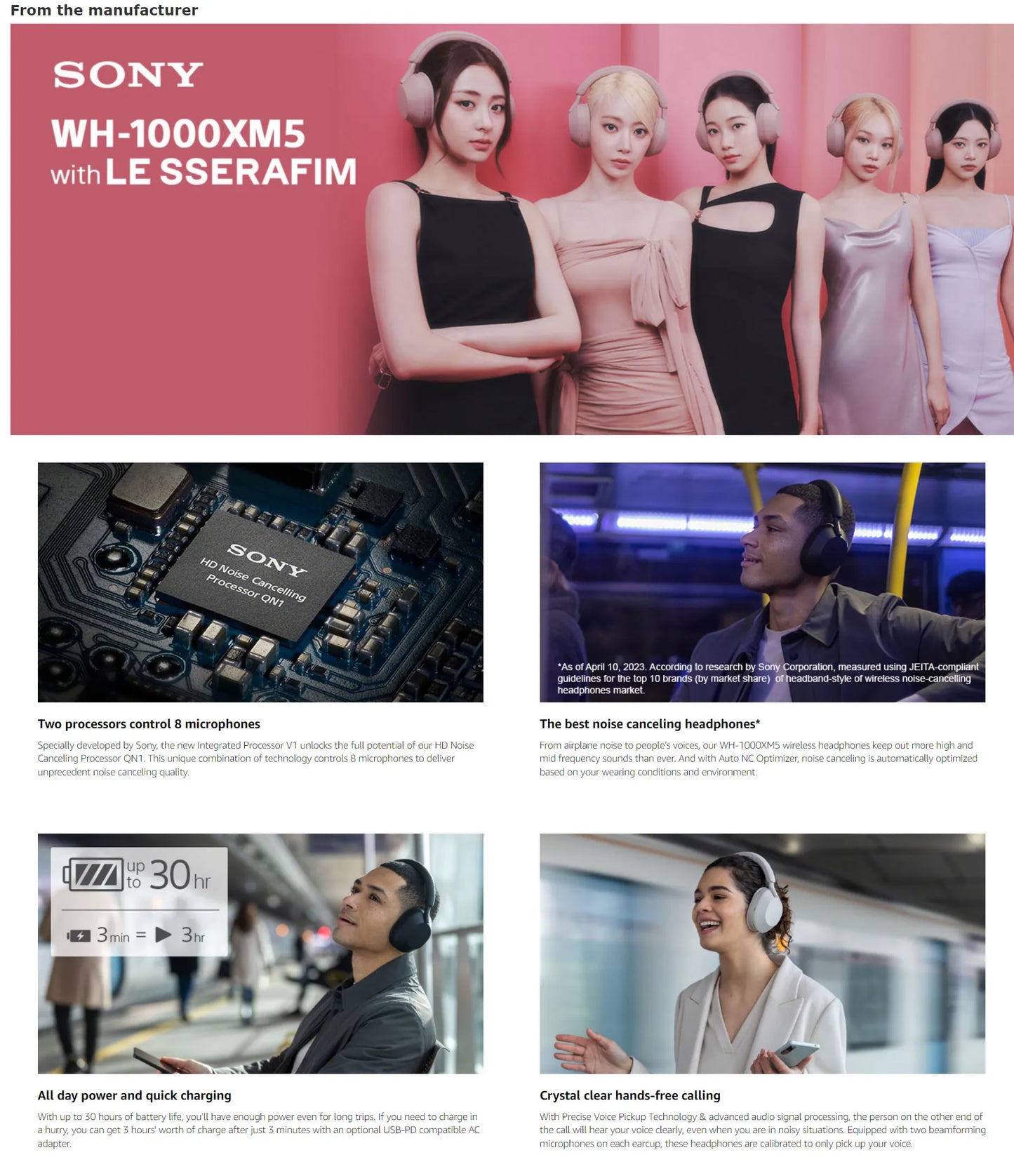 Sony WH-1000XM5 kabellose Noise-Cancelling-Kopfhörer – Premium-Bluetooth-5.2-Over-Ear-HiFi-Headset mit 30mm-Treiber, Mikrofon und langer Akkulaufzeit