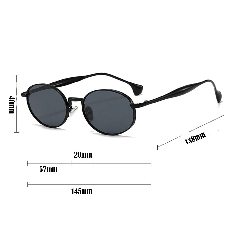 Metal Oval Lens Sunglasses UV Protection Retro Small Frame Sun Glasses Classic Brand Designer Eyepiece for Women Men