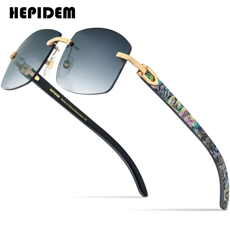 HEPIDEM Buffalo Horn Glasses Men Famous Brand Design Rimless Sunglasses Women Luxury Eyewear Horn-Rim Frameless Buffs Eyeglasses