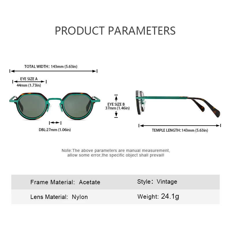 ChicOptix Fashionable Retro Acetate and Metal Sunglasses Unisex Luxury Brand Designer Style UV400 UV Protection Outdoor Casual