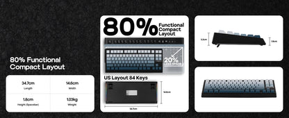 EPOMAKER G84 HE 75% ANSI US Layout Gasket Wired/BT/2.4Ghz Wireless Hall Effect Magnetic Mechanical Keyboard 8K Polling & 8000mAh