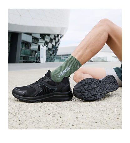 Zapatillas deportivas Xtep para hombre, de malla transpirable, para correr, para maratón de invierno, negras y blancas, zapatillas deportivas para hombre, 879119110110