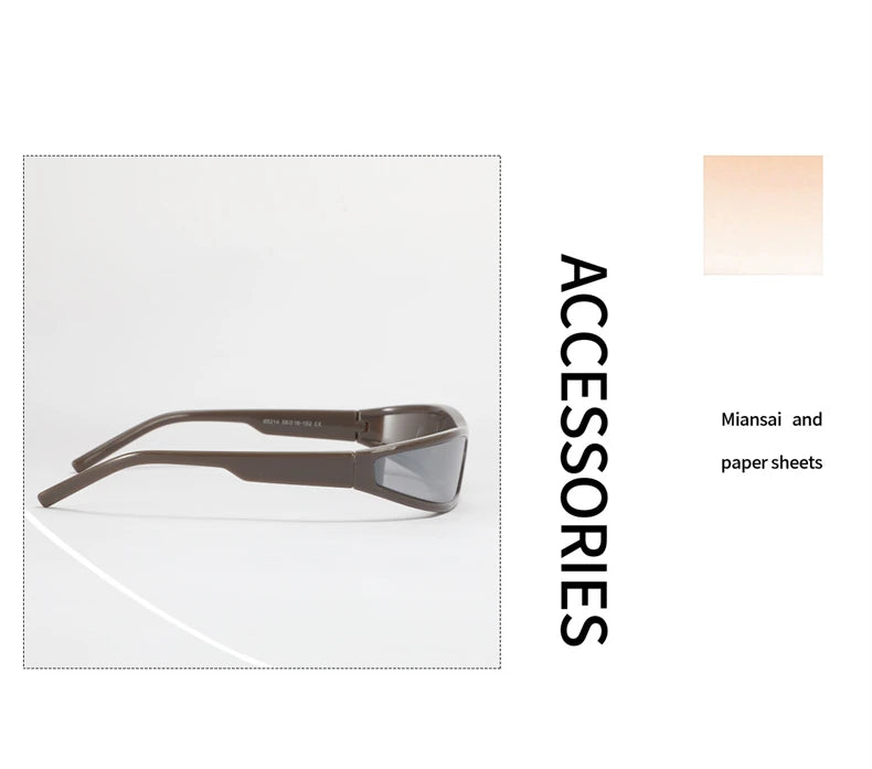 Y2k Futuristic Sunglasses Women Men Vintage Small Rectangle Frame Wrap Around Sun Glasses Punk Cool Mirror Eyewear Sports Shades