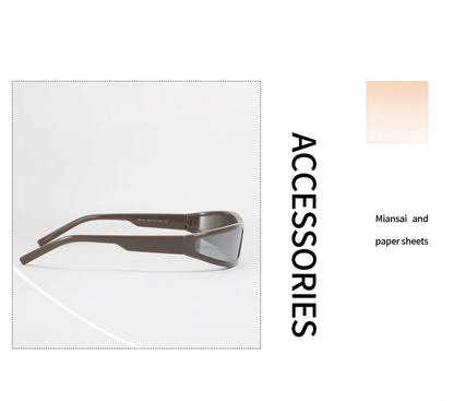 Y2k Futuristic Sunglasses Women Men Vintage Small Rectangle Frame Wrap Around Sun Glasses Punk Cool Mirror Eyewear Sports Shades