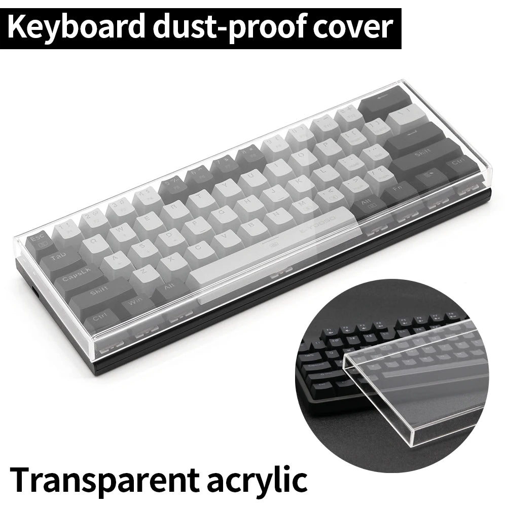 Transparente Schutzabdeckung aus Acryl für mechanische Tastaturen, Staubschutz für 60/61/64 96 98104/108 Tasten, Mausabdeckung und Tastaturabdeckung
