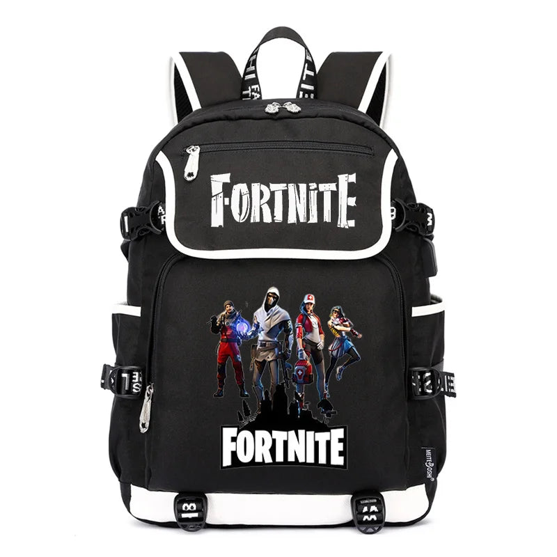 Fortnites Rucksack mit großem Fassungsvermögen, lässige Umhängetasche mit USB-Anschluss, Unisex-Anime-Schultasche für Schüler, neues stilvolles Schreibwaren-Geschenk
