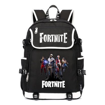 Fortnites Rucksack mit großem Fassungsvermögen, lässige Umhängetasche mit USB-Anschluss, Unisex-Anime-Schultasche für Schüler, neues stilvolles Schreibwaren-Geschenk