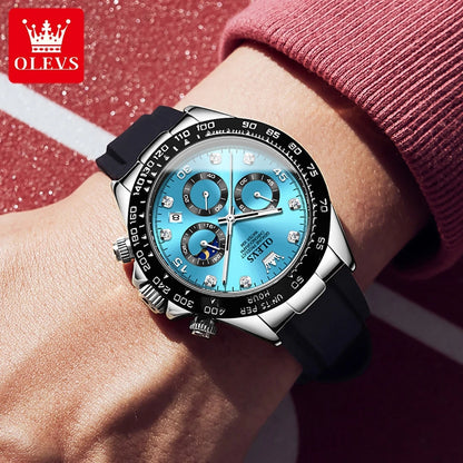 Relógio para homem OLEVS – Relógio de quartzo de luxo, estanque e luminescente, equipado com cronógrafo e indicador de data – Relógio desportivo para homem de uma grande marca