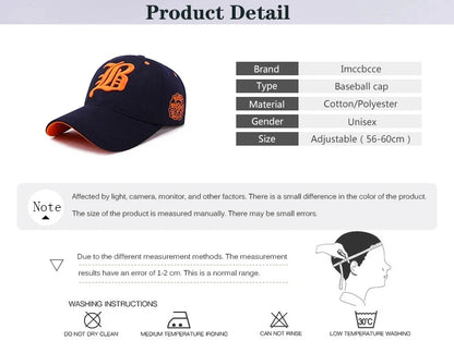 Men Women's Baseball Cap Summer Cotton Hat Embroidery Snapback Hip-Hop Cap Adult Sport Sun Hat Casual Gorra Hombre Visor Dad Hat