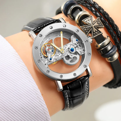 2026 Top Brand Luxury Steel Skeleton Tourbillon Automatic Watch Men Leather Mechanical Waterproof Luminous Elegant Wrist Clock