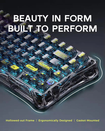 GravaStar Mercury K1 lite Transparent Black Gaming Keyboard, 100% original,Gasket Hot Swappable Mechanical Keyboard,RGB Keyboard