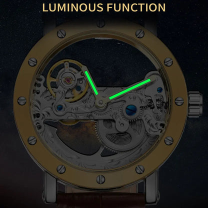2026 Top Brand Luxury Steel Skeleton Tourbillon Automatic Watch Men Leather Mechanical Waterproof Luminous Elegant Wrist Clock