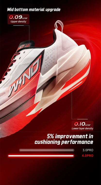 QIAODAN WIND 4PRO Carbon Plate Marathon Shoes for Men, Professional Racing Sneakers 2026, Breathable Running Sports Shoes QDB023262291