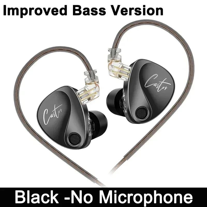 KZ Castor Wired Earbuds HiFi Bass Earphones with Dual Dynamic Drivers, Tunable Balanced Armature In-Ear Headphones, High Resolution Audio Earbuds