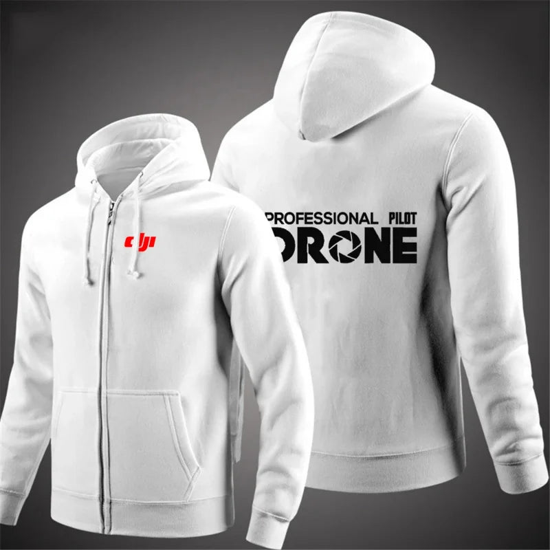 Dji Professional Pilot Drone Spring Autumn Casual Men's Solid Color Zipper Pullover Hoodie Coats Sportswear Fashion Long Sleeve, Produit gaming premium Fraquane