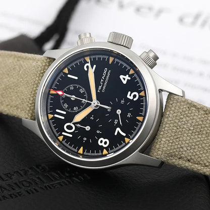 Militado VK61 VK67 Quartz Chronograph Watch 39mm 316L Stainless Steel Case 3 Dial Waterproof 100M  Multifunction Military Watch