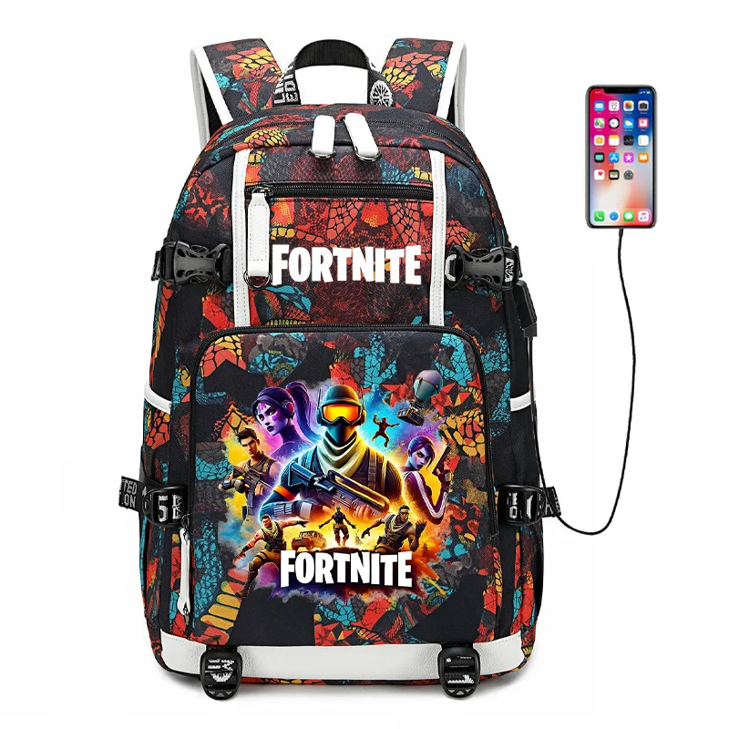 Fortnite Game Print Student Backpack Boys Girls Large Capacity School Bag Waterproof Lightweight Durable Bookbag Birthday Gift